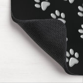Silver Dog Paws zwarte achtergrond Afdrukpatroon Muismat (Hoek)