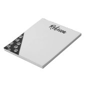 Silver Dog Paws zwarte achtergrond Afdrukpatroon Notitieblok (Linkerzijde)