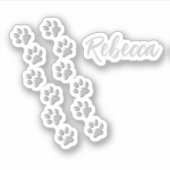 Silver Dog Paws zwarte achtergrond Afdrukpatroon Sticker (Voorkant)