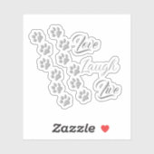 Silver Dog Paws zwarte achtergrond Afdrukpatroon Sticker (Vel)