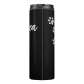 Silver Dog Paws zwarte achtergrond Afdrukpatroon Thermosbeker (Achterkant)