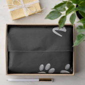Silver Dog Paws zwarte achtergrond Afdrukpatroon Tissuepapier (Geschenk)