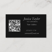 Silver Dog Paws zwarte achtergrond Afdrukpatroonbu Visitekaartje (Achterkant)