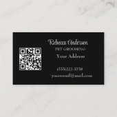 Silver Dog Paws zwarte achtergrond Afdrukpatroonbu Visitekaartje (Achterkant)