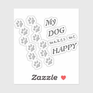 Silver Dog plakt zwarte achtergrond afdrukpatroonp Sticker