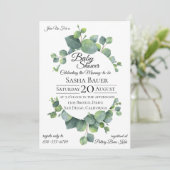 Silver Dollar Eucalyptus Baby shower Invitation Kaart (Staand voorkant)