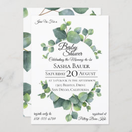 Silver Dollar Eucalyptus Baby shower Invitation Kaart