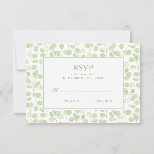 Silver Dollar Eucalyptus & Branches - Bindende RSV RSVP Kaartje (Voorkant)