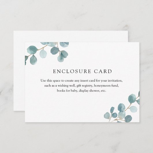 Silver Dollar Eucalyptus Enclosure Card Informatiekaartje (Voorkant / Achterkant)