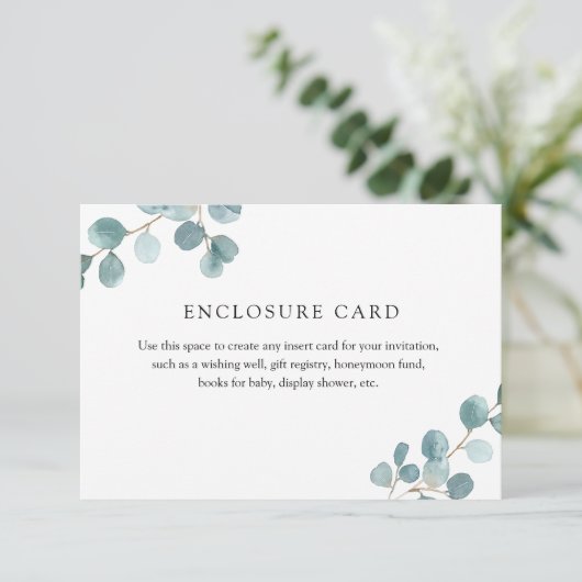 Silver Dollar Eucalyptus Enclosure Card Informatiekaartje (Staand voorkant)