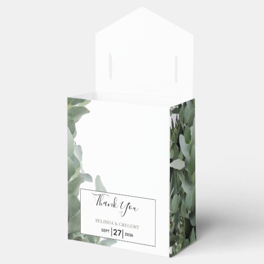 Silver Dollar Eucalyptus Weddenschap Bedankdoosjes (Geopend)