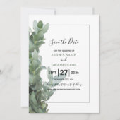 Silver Dollar Eucalyptus Weddenschap bespaart datu Save The Date (Voorkant)