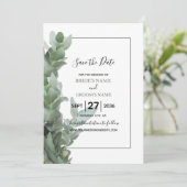 Silver Dollar Eucalyptus Weddenschap bespaart datu Save The Date (Staand voorkant)