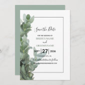 Silver Dollar Eucalyptus Weddenschap bespaart datu Save The Date (Voorkant / Achterkant)