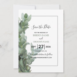Silver Dollar Eucalyptus Weddenschap bespaart datu Save The Date
