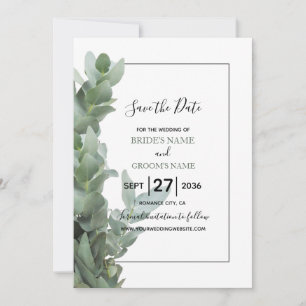 Silver Dollar Eucalyptus Weddenschap bespaart datu Save The Date