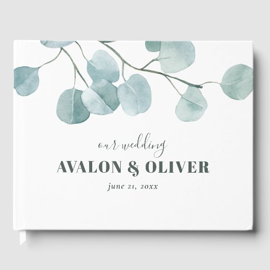 Silver Dollar Eucalyptus Weddenschap Gastenboek (Voorkant)