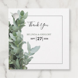 Silver Dollar Eucalyptus Weddenschap Gift Bedankjes Labels