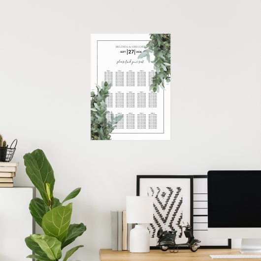 Silver Dollar Eucalyptus Weddenschap Grafiek Poster (Thuiskantoor)