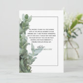 Silver Dollar Eucalyptus Weddenschap Hartelijk dan Bedankkaart (Staand voorkant)