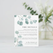 Silver Dollar Eucalyptus Weddenschap Informatiekaartje (Staand voorkant)