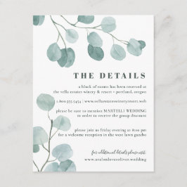 Silver Dollar Eucalyptus Weddenschap Informatiekaartje