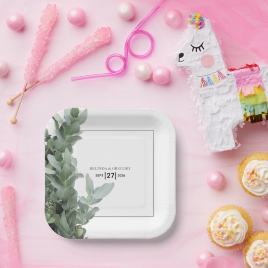 Silver Dollar Eucalyptus Weddenschap Papieren Bordje (Feest)