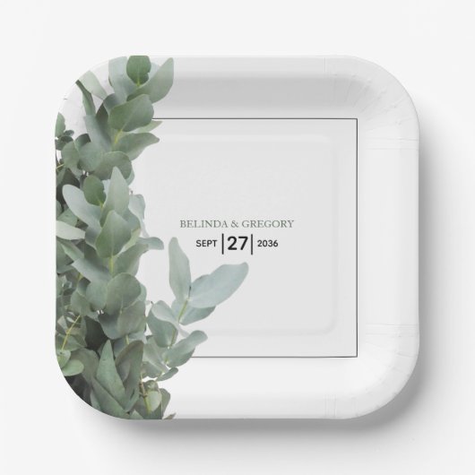 Silver Dollar Eucalyptus Weddenschap Papieren Bordje (Voorkant)