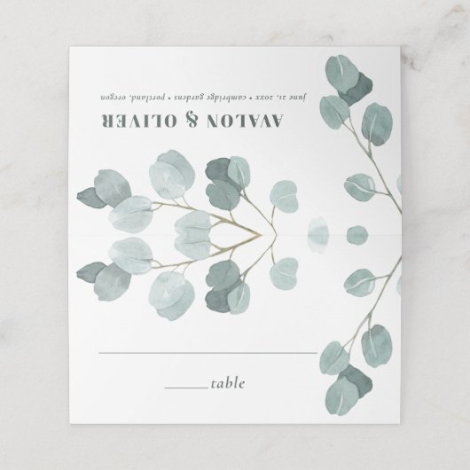 Silver Dollar Eucalyptus Weddenschap Plaatskaartje (Buitenkant ongevouwen)