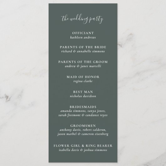 Silver Dollar Eucalyptus Weddenschap Programmakaart (Achterkant)