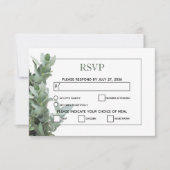 Silver Dollar Eucalyptus Weddenschap RSVP-kaarten RSVP Kaartje (Voorkant)