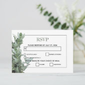 Silver Dollar Eucalyptus Weddenschap RSVP-kaarten RSVP Kaartje (Staand voorkant)