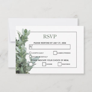 Silver Dollar Eucalyptus Weddenschap RSVP-kaarten RSVP Kaartje