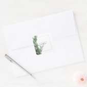 Silver Dollar Eucalyptus Weddenschap Vierkante Sticker (Envelop)