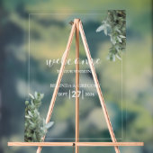 Silver Dollar Eucalyptus Weddenschap Welkomstteken Acryl Bord (Neutraal)