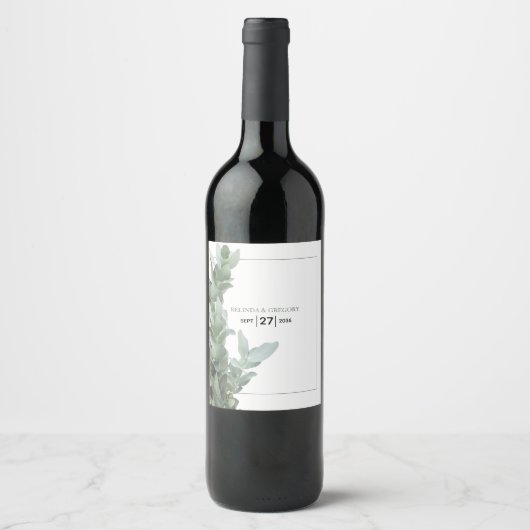 Silver Dollar Eucalyptus Weddenschap Wijn Etiket (Voorkant)