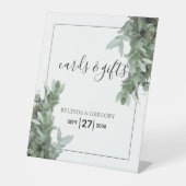 Silver Dollar Eucalyptus Weddenschappen en cadeaus Reclamebord Met Voetstuk (Voorkant)