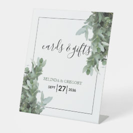 Silver Dollar Eucalyptus Weddenschappen en cadeaus Reclamebord Met Voetstuk