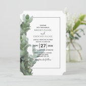 Silver Dollar Eucalyptus Wedding Invitations Kaart (Staand voorkant)