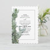 Silver Dollar Eucalyptus Wedding Invitations Kaart (Staand voorkant)
