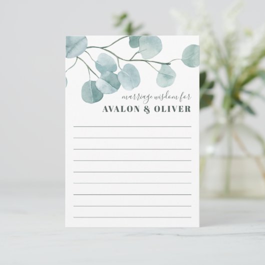 Silver Dollar Eucalyptus Weduwschap Advieskaart (Staand voorkant)