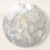 Silver Dollar Lunaria Elegant Floral Natural stone Zandsteen Onderzetter (Voorkant)