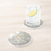 Silver Dollar Lunaria Elegant Floral Natural stone Zandsteen Onderzetter (Zijkant)