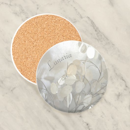 Silver Dollar Lunaria Elegant Floral Natural stone Zandsteen Onderzetter