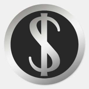 SILVER DOLLAR SIGN RONDE STICKER