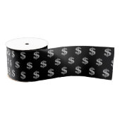 Silver Dollar Signs On Black Grosgrain Lint (Spoel)