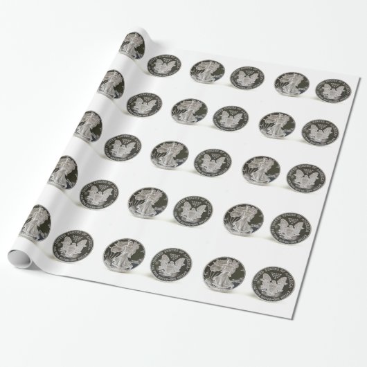 Silver Dollar Wrapping Paper Cadeaupapier (Uitgerold)