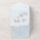 Silver Dolphin All in One Wedding Invite All In One Uitnodiging (Buitenkant)