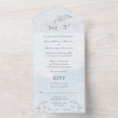 Silver Dolphin All in One Wedding Invite Uitnodiging (Binnen)