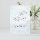 Silver Dolphin Wedding Table Kaart (Staand voorkant)